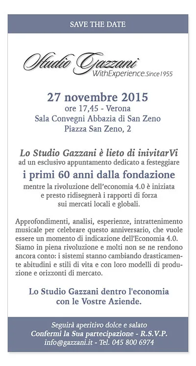 Lo Studio Gazzani è lieto di invitarVi ad un esclusivo appuntamento