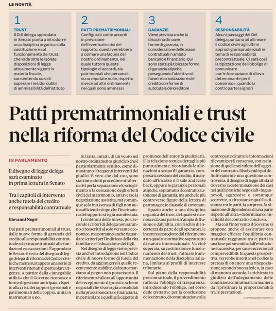 Trust & Accordi PreMatrimoniali entrano in Famiglia
